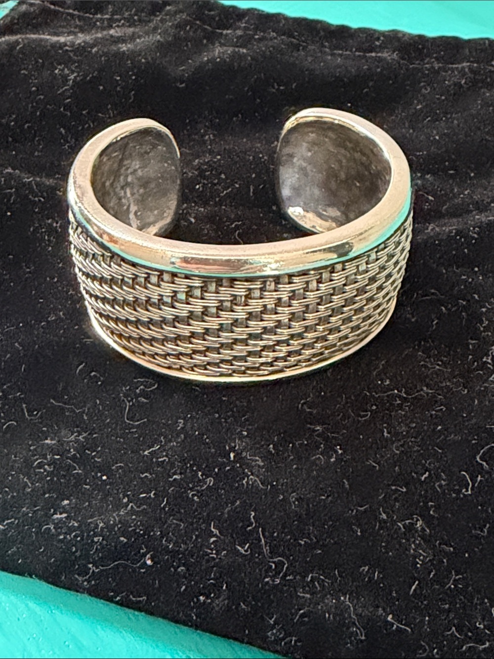 Lois Hill Vintage Sterling Silver Woven Cuff Bracelet 92.6g heavy